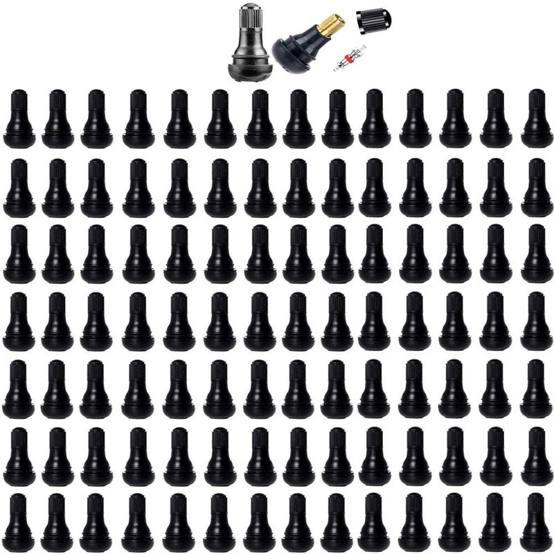 QISF 100Pcs TR412 Snap-in Short Black Rubber Tire Valve Stem for Tubeless 0.453 Inch 11.5mm Rim Holes on Standard Vehicle Tires - Image 1